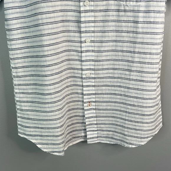 WEATHERPROOF NWT Washable Linen Blue Stripe Button Down Shirt Preppy Size S - Picture 5 of 13